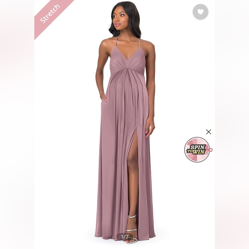 A-Line Pleated Mesh Floor-Length Dress Dusty Rose - Women’s size A12.